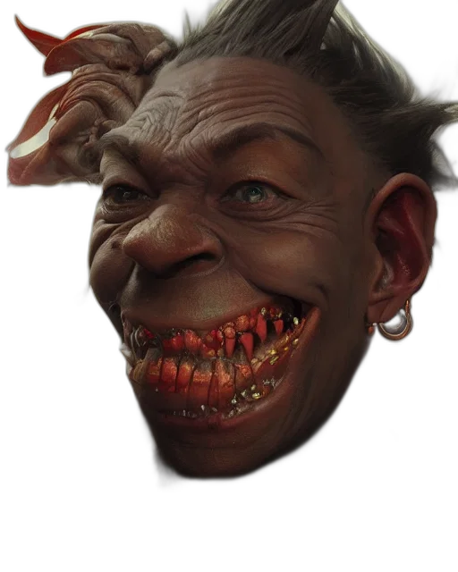 face, creature, mask, staff, concept art, photorealistic, 3d render, portrait transparent PNG cut-out