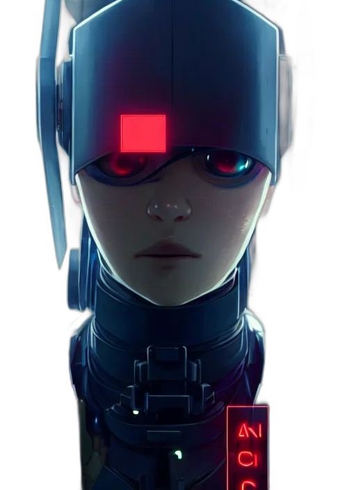 robot, face, mask, cyberpunk, concept art, comic book art, 3d render, neon lights transparent PNG cut-out