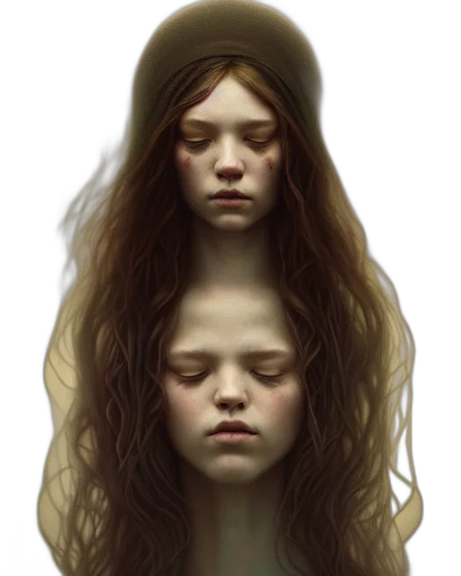 face, hair, crown, mask, concept art, photorealistic, fantasy art, oil painting transparent PNG cut-out