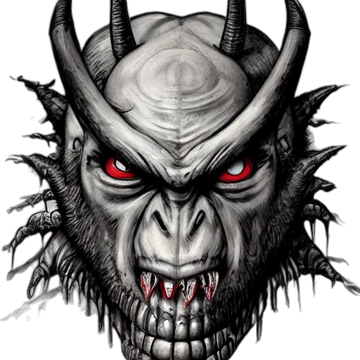 face, mask, creature, fantasy art transparent PNG cut-out