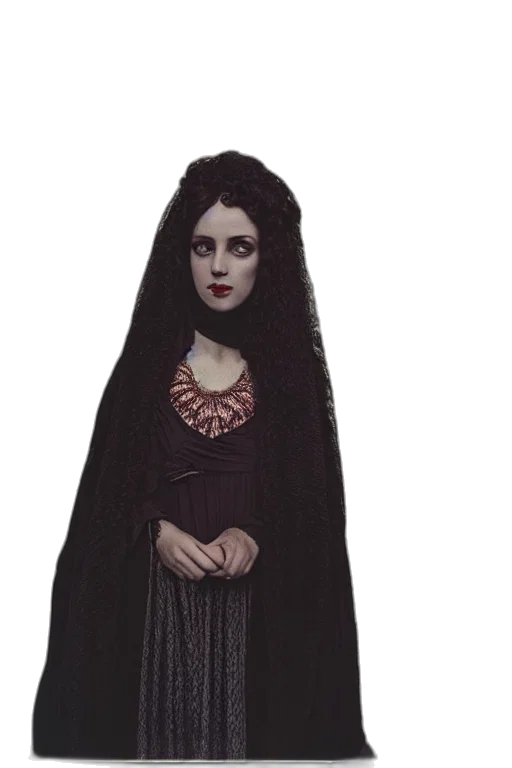 dress, jewelry, crown, staff transparent PNG cut-out