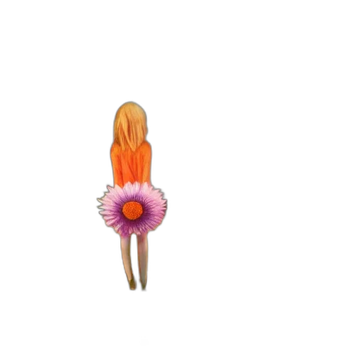 flower, hair, dress, staff, pixel art, concept art, 3d render, watercolor transparent PNG cut-out