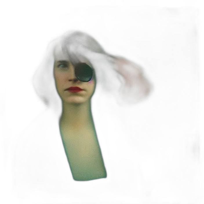 face, mask, hair, robot, photorealistic, concept art, 3d render, vaporwave transparent PNG cut-out