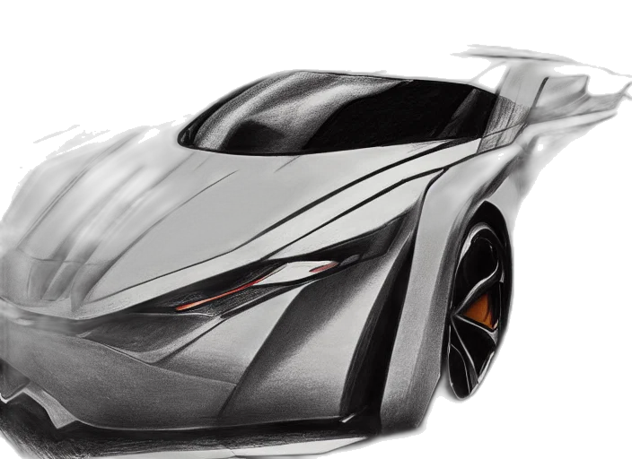 car, photorealistic, concept art, 3d render, pencil sketch, concept, non, coloring transparent PNG cut-out