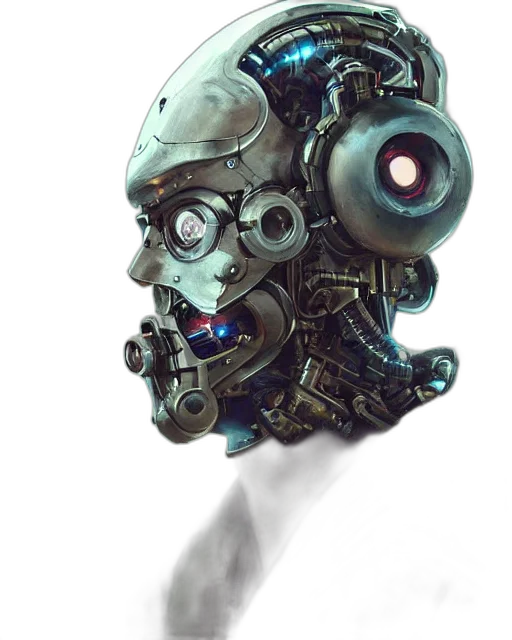 robot, mask, face, creature, concept art, cyberpunk, 3d render, comic book art transparent PNG cut-out