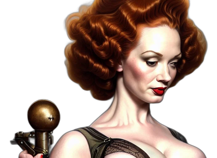 photorealistic, comic book art, fantasy art, concept art, portrait, shot, christina, hendricks transparent PNG cut-out
