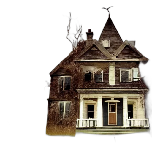building, concept art, 3d render, photorealistic, city street, haunted, house transparent PNG cut-out
