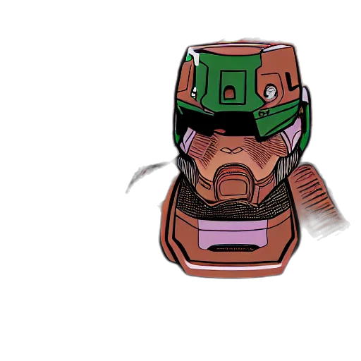 robot, mask, face, concept art, 3d render, pixel art, comic book art, doomguy transparent PNG cut-out