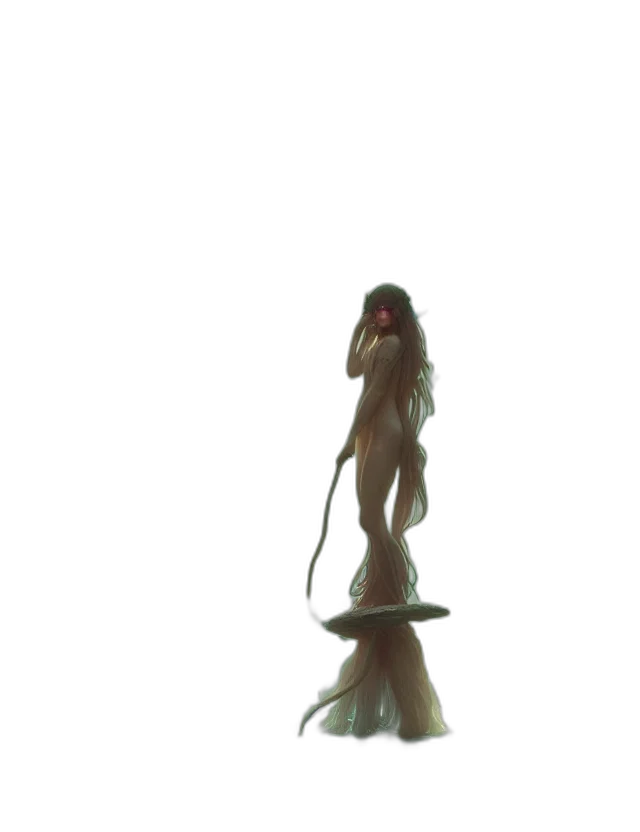 dress, staff, hair, bottle, 3d render, concept art, fantasy art, pixel art transparent PNG cut-out