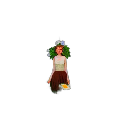 dress, jewelry, crown, staff transparent PNG cut-out