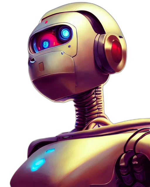 robot, concept art, 3d render, cyberpunk transparent PNG cut-out