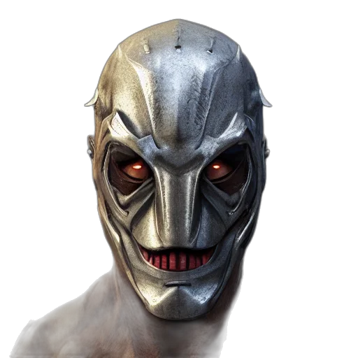 mask, face, robot, creature, concept art, comic book art, 3d render, photorealistic transparent PNG cut-out