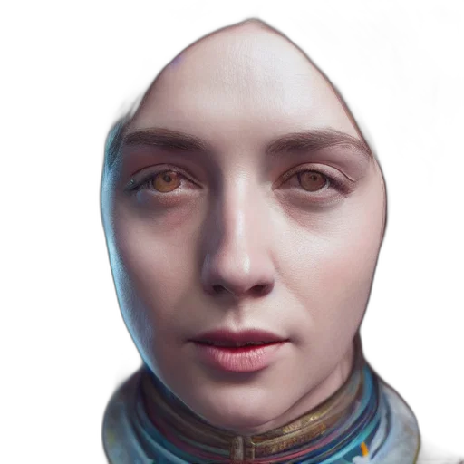 face, mask, robot, jewelry, photorealistic, concept art, 3d render, fantasy art transparent PNG cut-out