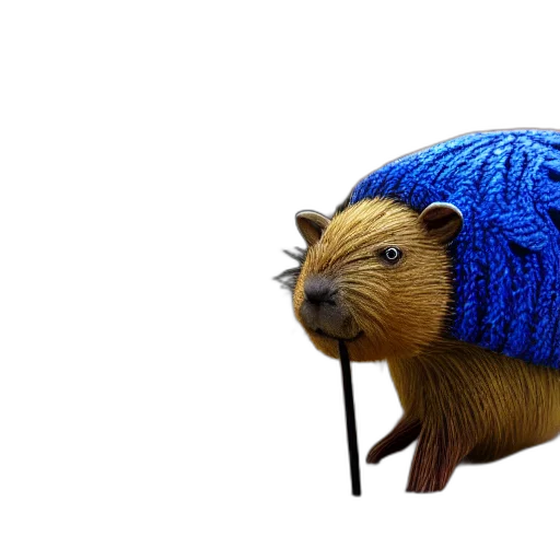 hat, animal, creature, 3d render, photorealistic, photograph, knitted, cute transparent PNG cut-out