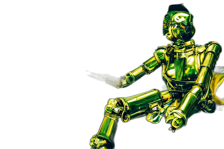 robot, 3d render, concept art, green transparent PNG cut-out