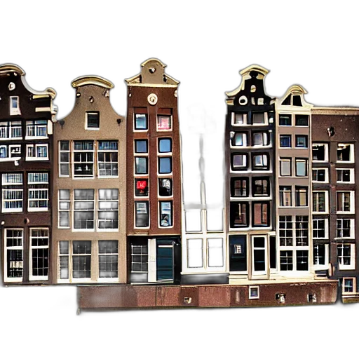 building, 3d render, concept art, photorealistic, pixel art, city street, amsterdam, realistic transparent PNG cut-out