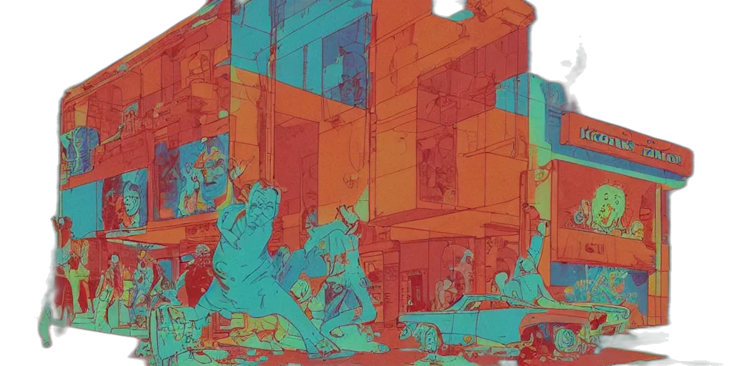 robot, concept art, comic book art, cyberpunk, vaporwave, city street, underwater, outer space transparent PNG cut-out