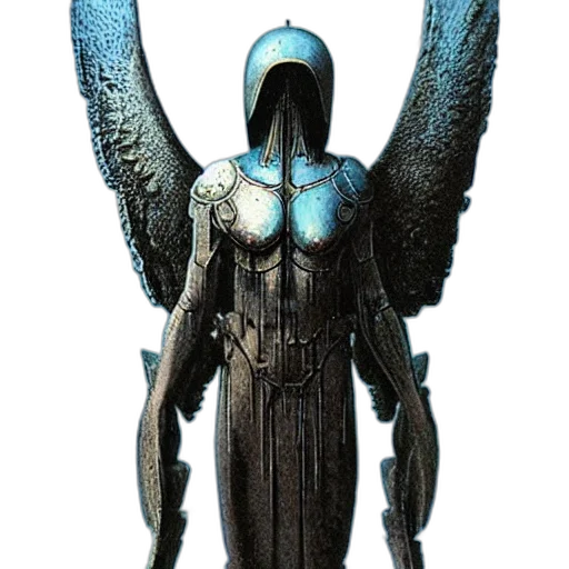 robot, staff, mask, creature, concept art, 3d render, fantasy art, cyberpunk transparent PNG cut-out