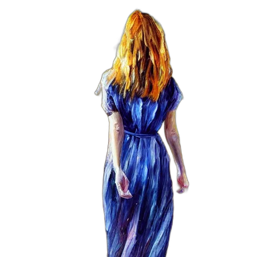 dress, hair, oil painting, watercolor, photorealistic, concept art, outer space, blue transparent PNG cut-out