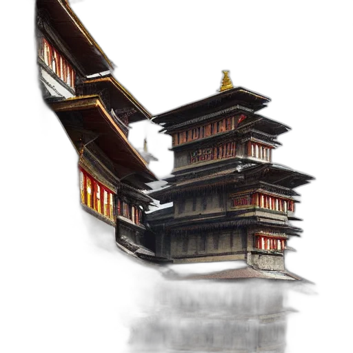 building, furniture, staff, concept art, photorealistic, watercolor, 3d render, fog transparent PNG cut-out
