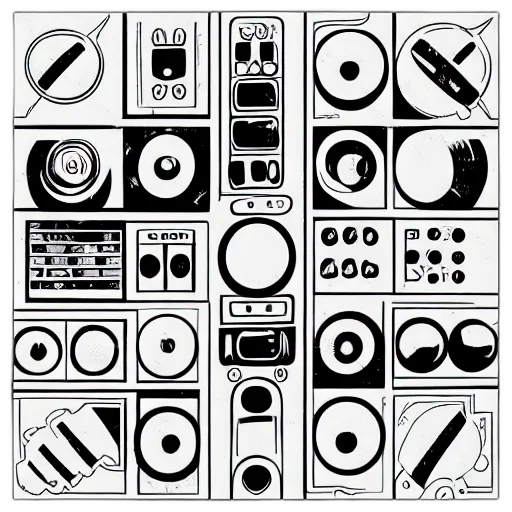 monochrome, comic, scifi, control transparent PNG cut-out