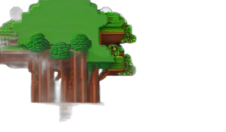tree, crown, pixel art, 3d render, concept art, fantasy art, forest, fog transparent PNG cut-out