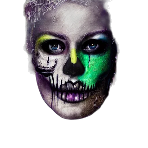 mask, face, creature, watercolor, photorealistic, fantasy art, comic book art, green transparent PNG cut-out