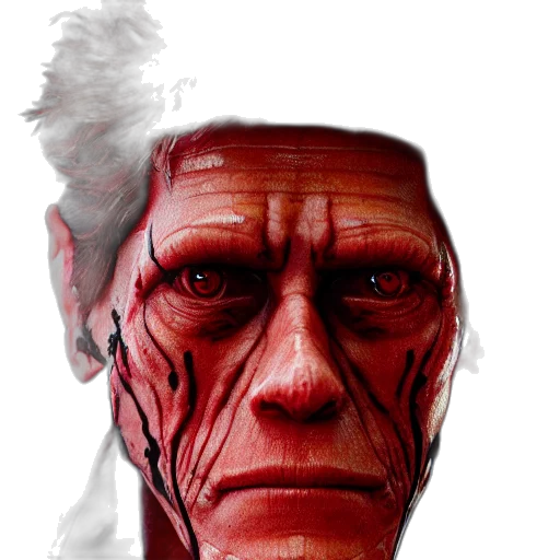 face, mask, creature, staff, concept art, photorealistic, comic book art, 3d render transparent PNG cut-out