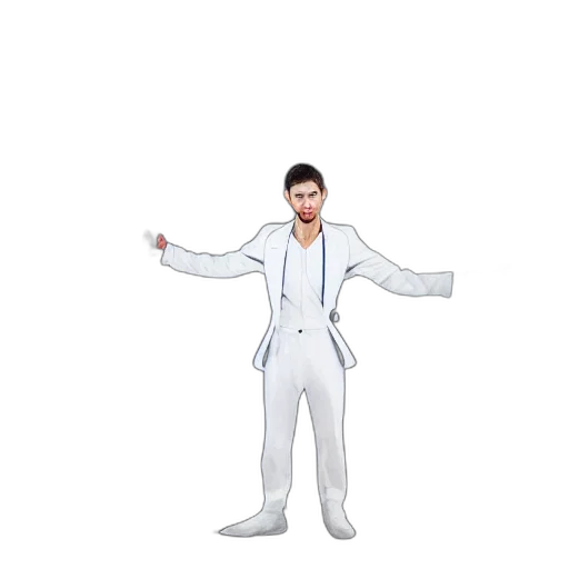 jacket, staff, robot, creature, 3d render, concept art, pixel art, handsome transparent PNG cut-out
