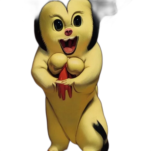 creature, animal, mask, staff, 3d render, concept art, cartoon, sonichu transparent PNG cut-out