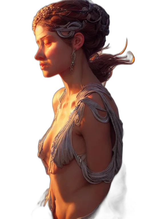 jewelry, dress, face, staff, fantasy art, concept art, photorealistic, comic book art transparent PNG cut-out