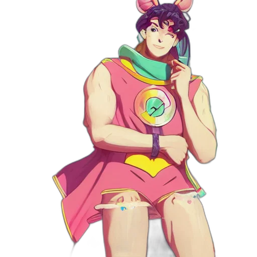 dress, staff, anime, vaporwave, concept art, watercolor, colorful, pastel transparent PNG cut-out
