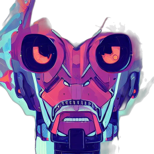 robot, mask, face, jacket, cyberpunk, concept art, pixel art, comic book art transparent PNG cut-out