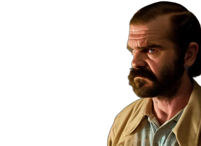 photorealistic, concept art, comic book art, film, still, jim, hopper, nancy transparent PNG cut-out