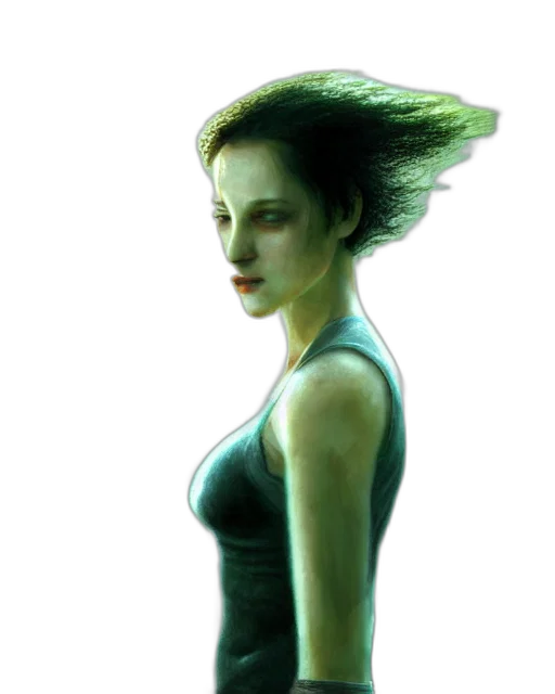 face, dress, robot, hair, concept art, photorealistic, 3d render, cyberpunk transparent PNG cut-out