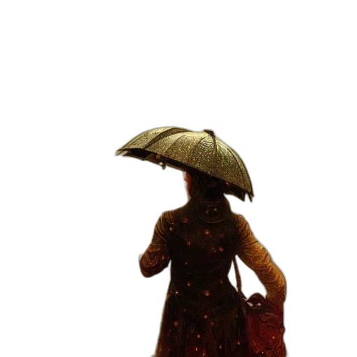 umbrella, dress, hat, staff transparent PNG cut-out