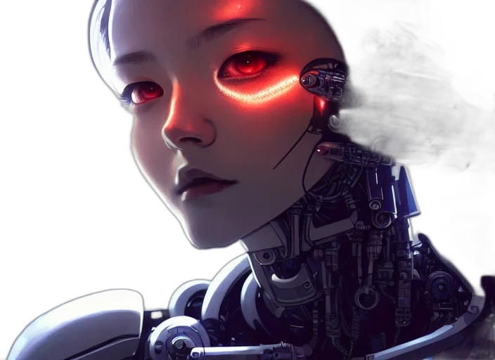 robot, face, cyberpunk, concept art, comic book art, 3d render, neon lights, outer space transparent PNG cut-out