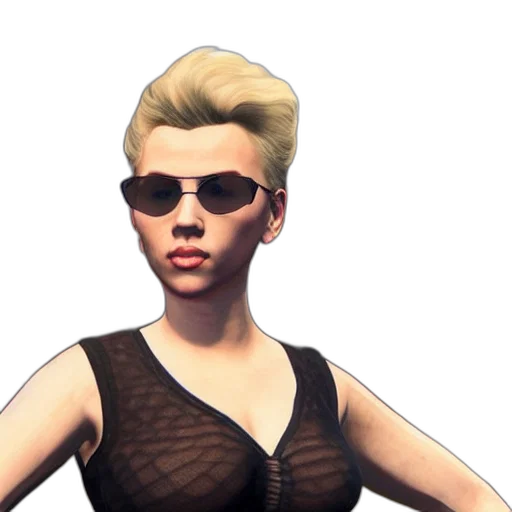 3d render, cyberpunk, concept art, cartoon, scarlett, johansson, gta, style transparent PNG cut-out