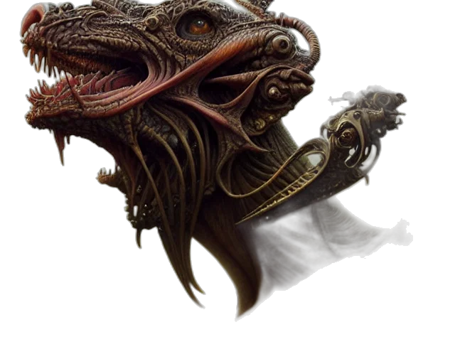 dragon, creature, mask, staff transparent PNG cut-out