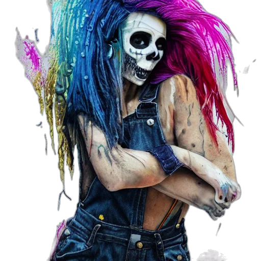 hair, mask, face, creature, cyberpunk, concept art, watercolor, photorealistic transparent PNG cut-out