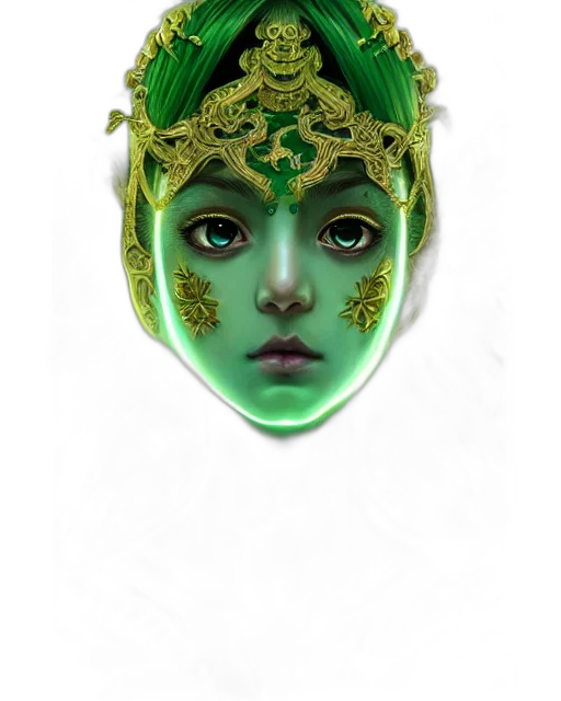 mask, face, crown, jewelry, fantasy art, photorealistic, concept art, 3d render transparent PNG cut-out
