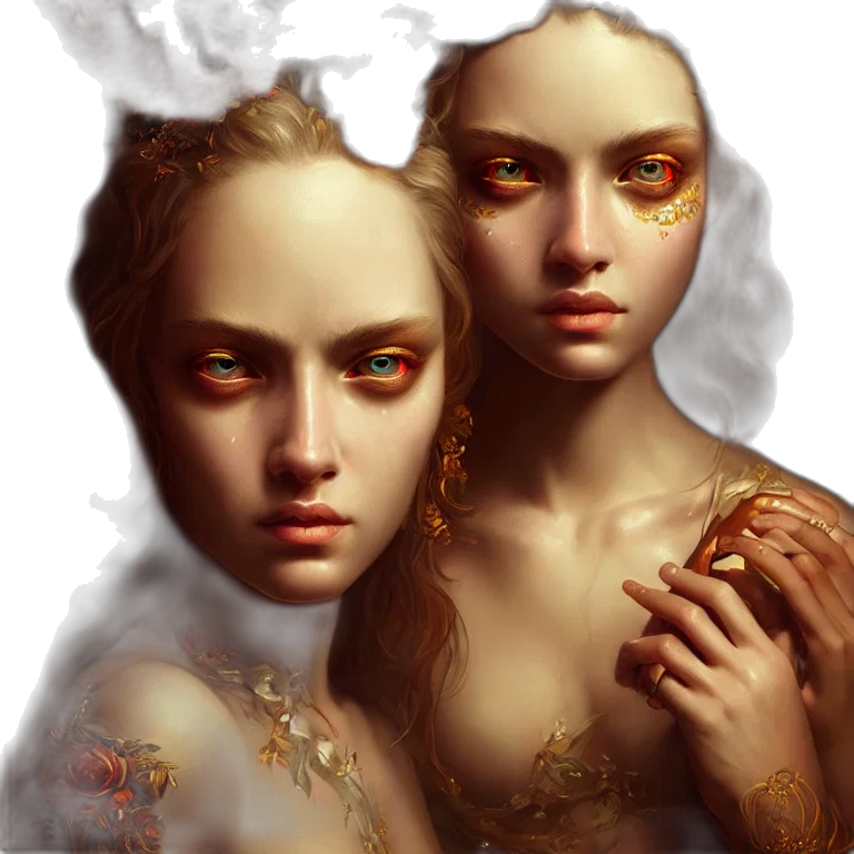 face, mask, fantasy art, photorealistic, concept art, oil painting, fire, forest transparent PNG cut-out