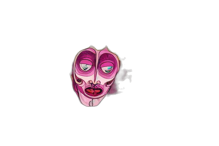 mask, face, jewelry, creature, 3d render, concept art, vaporwave, cartoon transparent PNG cut-out