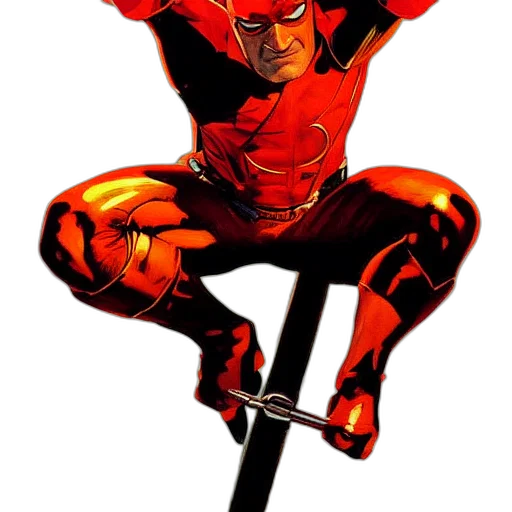 comic book art, concept art, cartoon, red, daredevil, painting, leyendecker transparent PNG cut-out