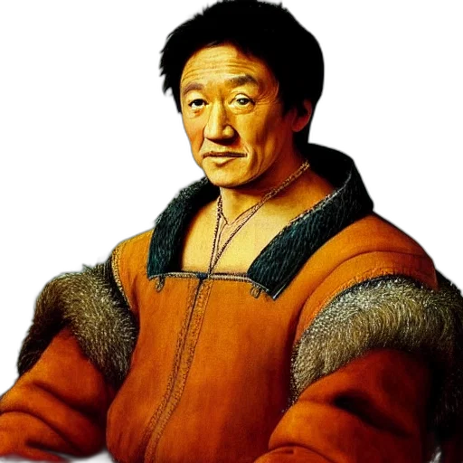 face, jacket, staff, dragon transparent PNG cut-out