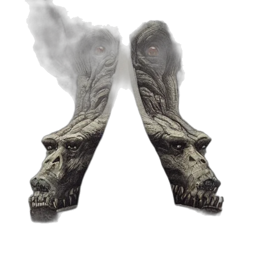 shoes, mask, dragon, weapon, concept art, fantasy art, photorealistic, 3d render transparent PNG cut-out