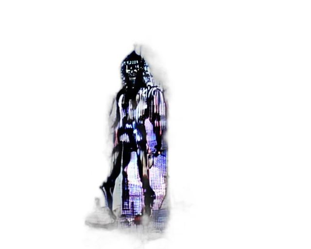 robot, creature, staff, sword transparent PNG cut-out