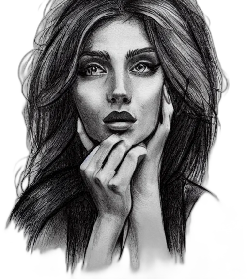 face, pencil sketch, photorealistic, cartoon transparent PNG cut-out