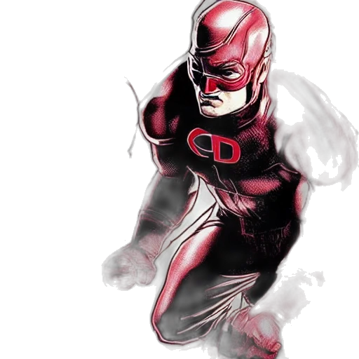 comic book art, concept art, watercolor, cartoon, red, chris, evans, daredevil transparent PNG cut-out
