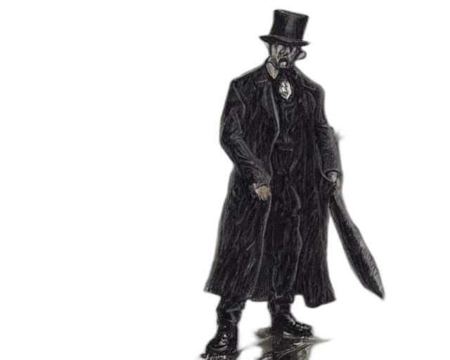 mask, staff, hat, jacket, concept art, 3d render, comic book art, fantasy art transparent PNG cut-out